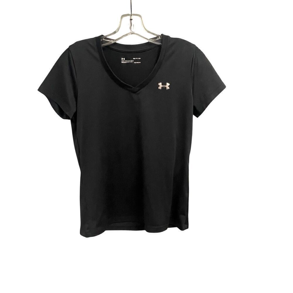 Under Armour Black Short Sleeve V-Neck Tee  Size Small Athletic Gym Athleisure